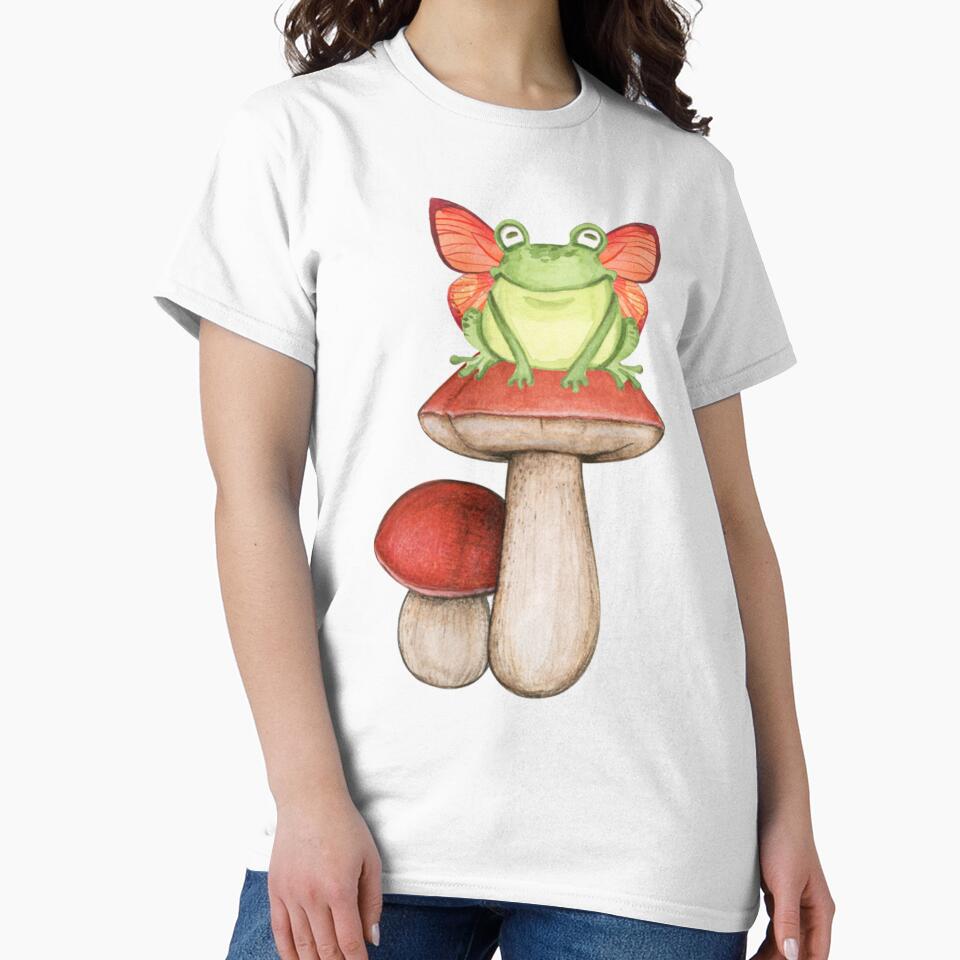 Cute Fairy Frog Sitting On A Mushroom, Frog Lover Gift, Fairycore, Cottagecore by GatheringPlace