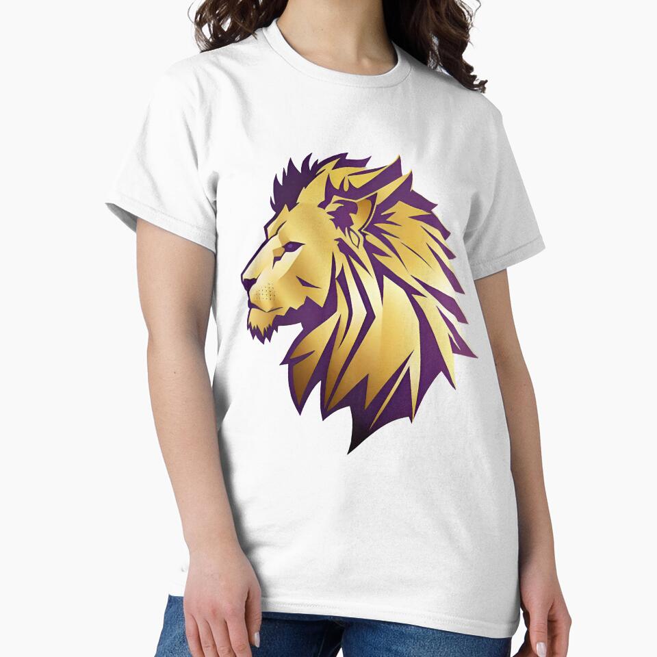 Vibrant gold and purple Lion head- perfect college or high school mascot look by KERaney