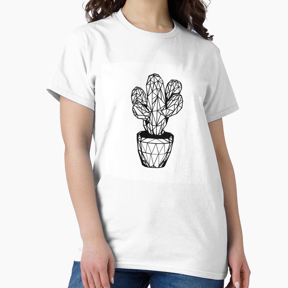 Geometric Cactus Pot Minimalist | Black and White Home Decor Art by TypoArtPrints