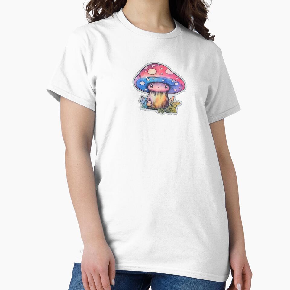 Sad Anime Mushroom | White Watercolour | Happy, Cute, Nature, Kawaii, Woods, Forest by FantasySoul
