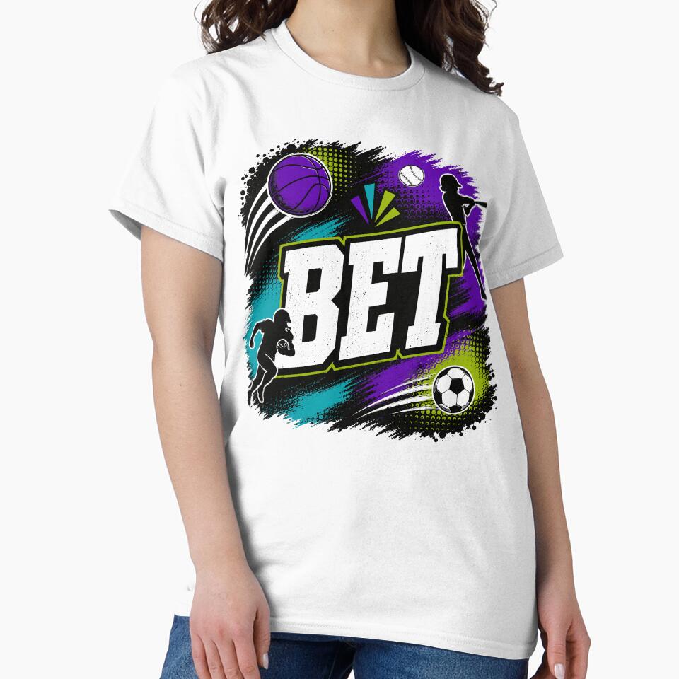 Bet Bold Multi Sport Grunge Graphic Tee by Electric Penny Studio