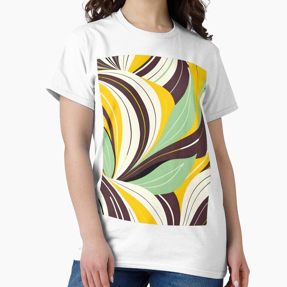 Mid Century Modern Abstract Botanical Lime, Cocoa Brown by Prints and Lifestyle