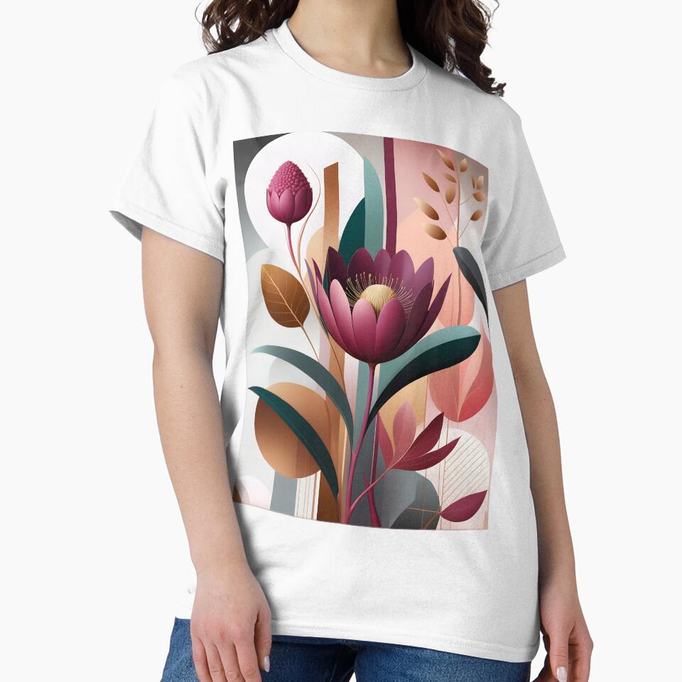 Mid Century Modern Abstract Botanical  Floral Pattern Berry, Gold #2 by Prints and Lifestyle
