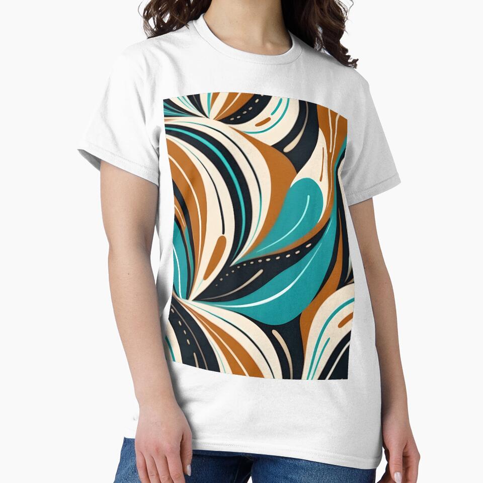 Mid Century Modern Abstract Botanical Turquoise, Ginger Brown by Prints and Lifestyle