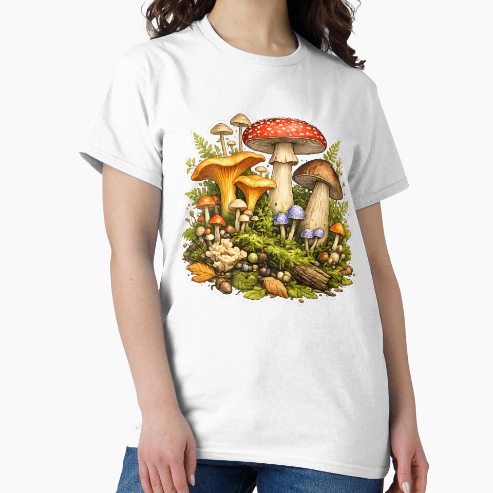 Cool Mushroom Mycology Gift for Fungi Lovers Cottagecore Goblincore Art Design by Divakar Fashion
