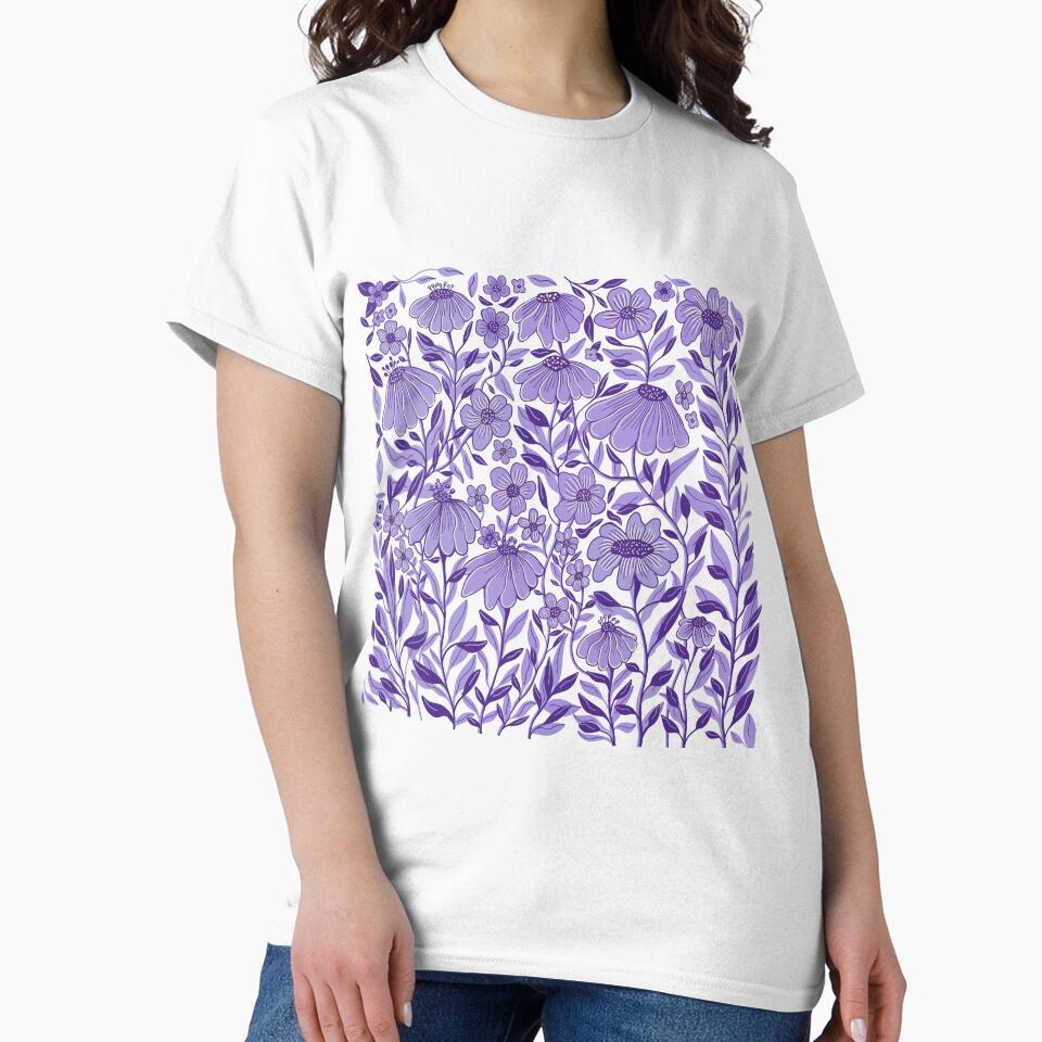 Violet Floral Pattern for Phone Cases, Curtains, Mugs, Home Decor, Stickers, Art Prints, Fabrics, and Tote Bags by Daniela Vargas Ilustra