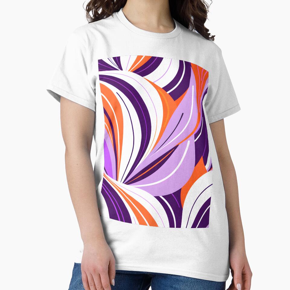 Mid Century Modern Abstract Botanical Tangerine, Lilac by Prints and Lifestyle