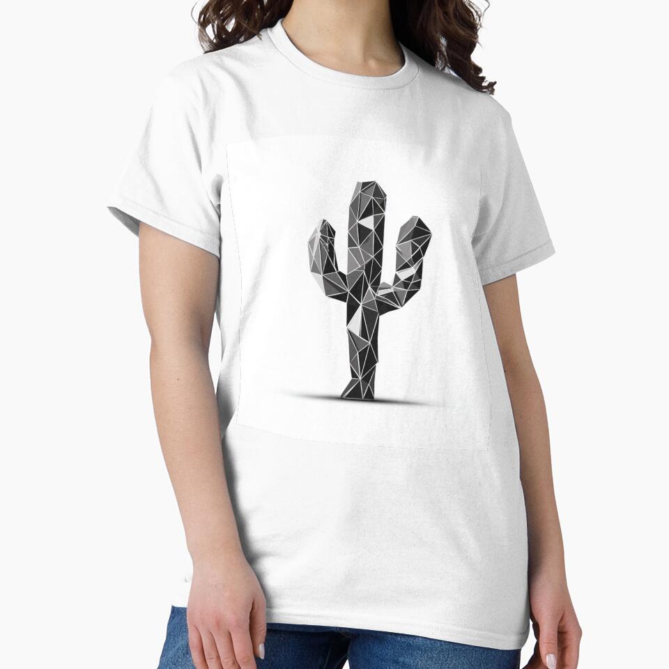 Bold Geometric Cactus Black | Minimalist Desert Plant Art by TypoArtPrints