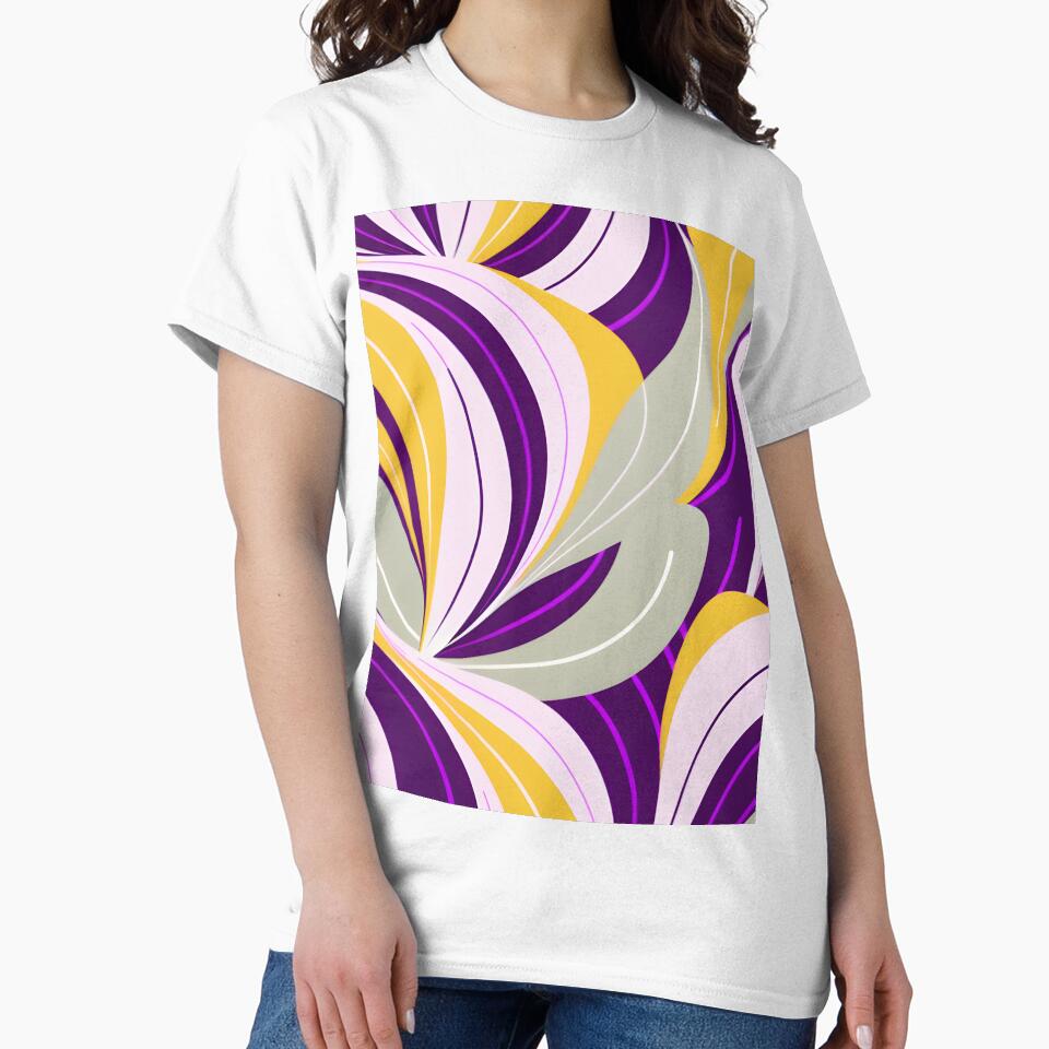 Mid Century Modern Abstract Botanical Yellow, Lilac by Prints and Lifestyle
