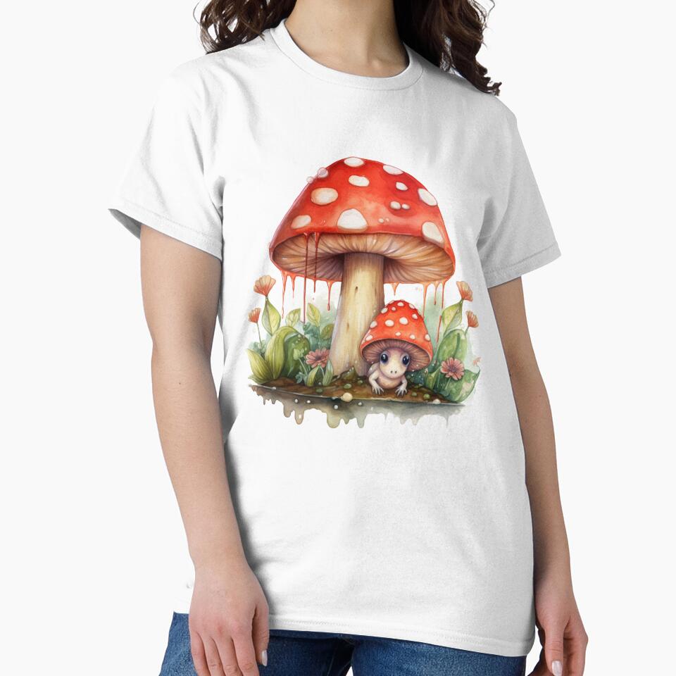 Cute frog with red mushroom umbrella watercolor by OliveAndSnow