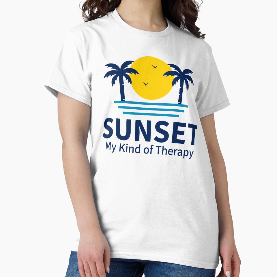 Sunset My Kind of Therapy - Beach Sunset Tropical Palm Tree Quote by Shape Snip Studio