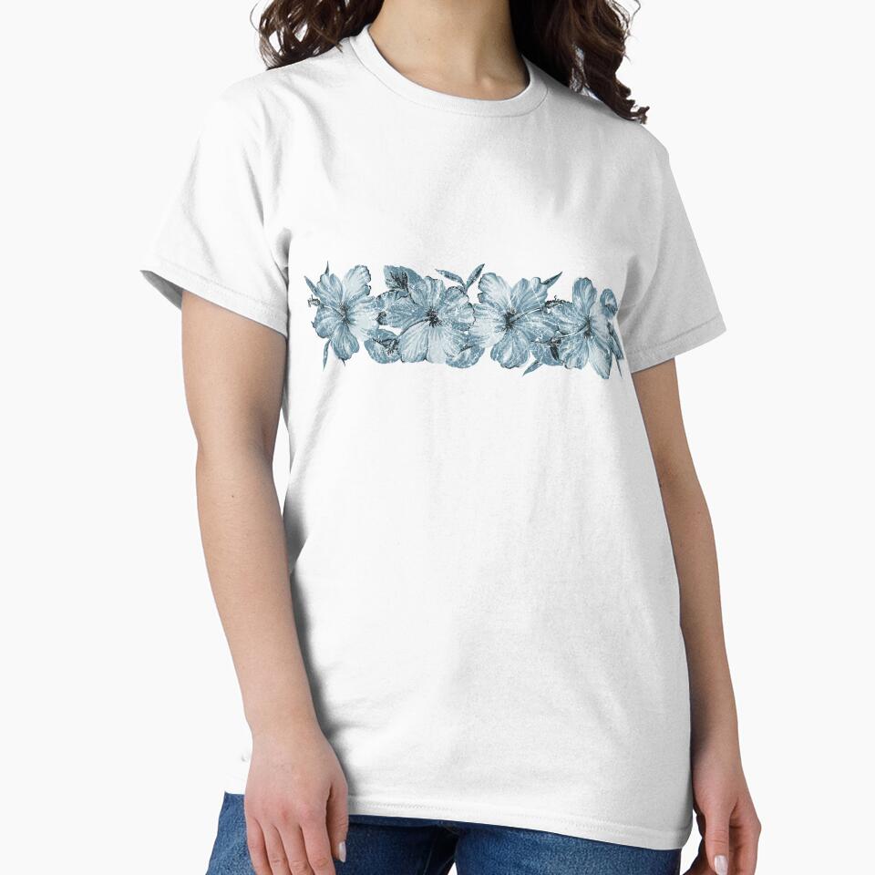 Lanai Distressed Hawaiian Hibiscus - Steel Blue by DriveIndustries