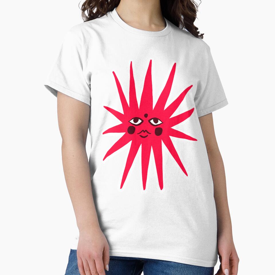 Red Sun Face Abstract Illustration by AnnaVikhrArt