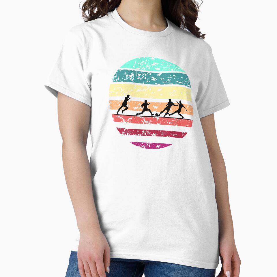 soccer team playing vintage summer retro football by Panda  Art