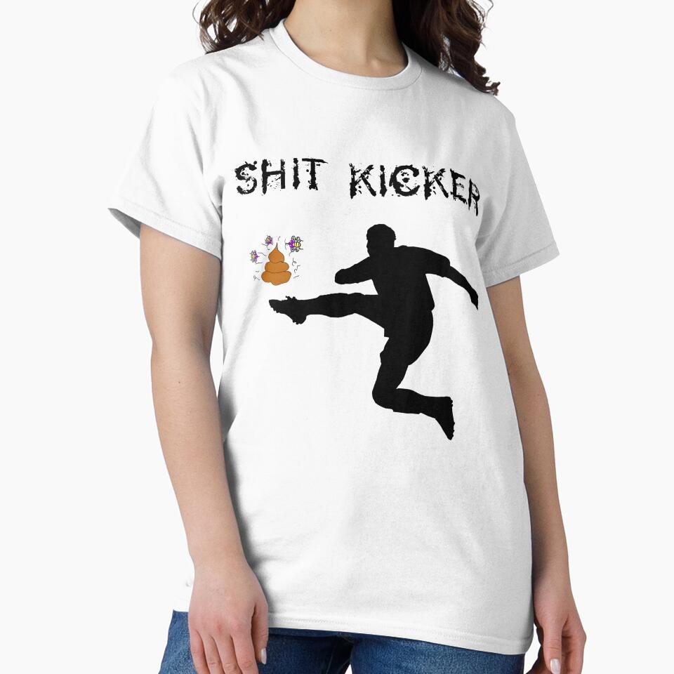 Shit Kicker Soccer Pun - Black Ink Sports Humor by Oaks Creations