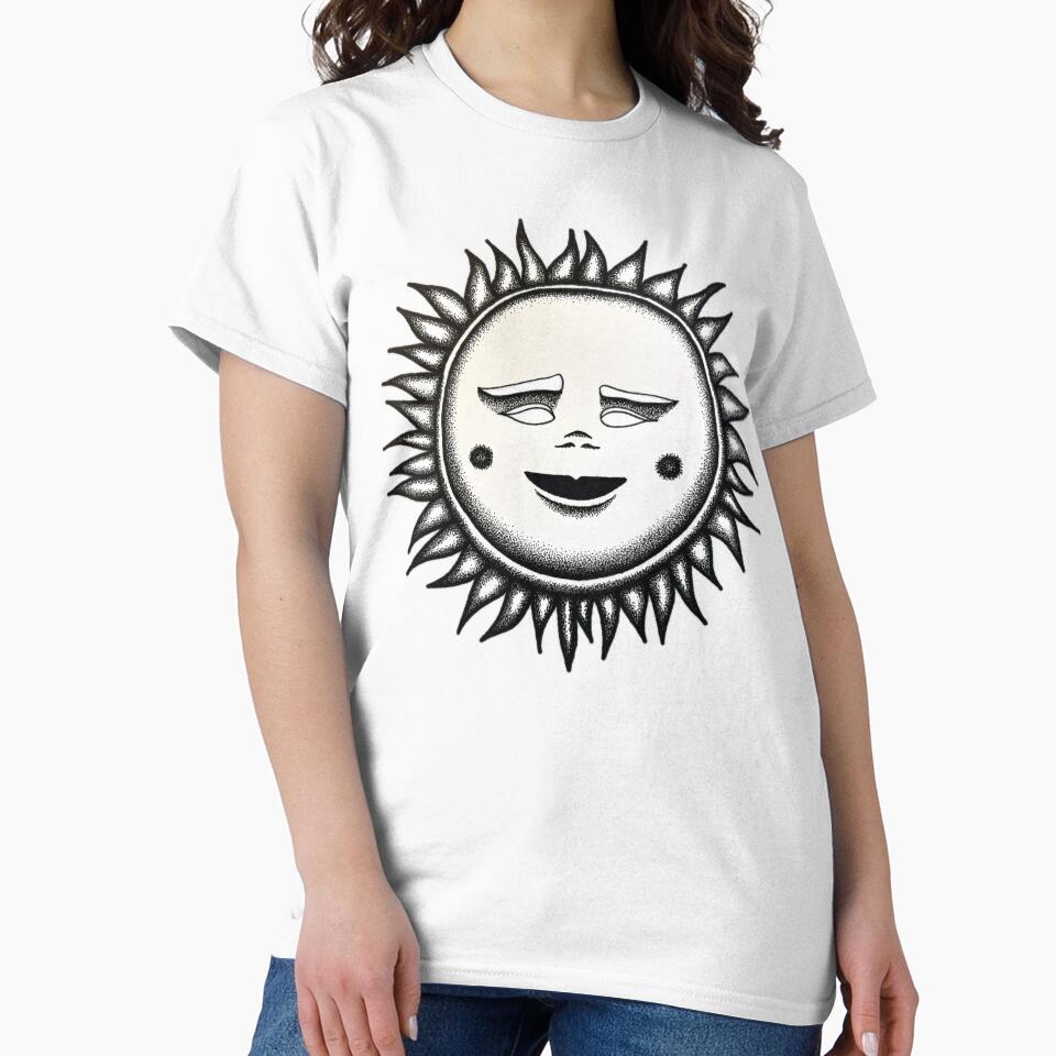 Black and White Smiling Sun by Skele-sketch