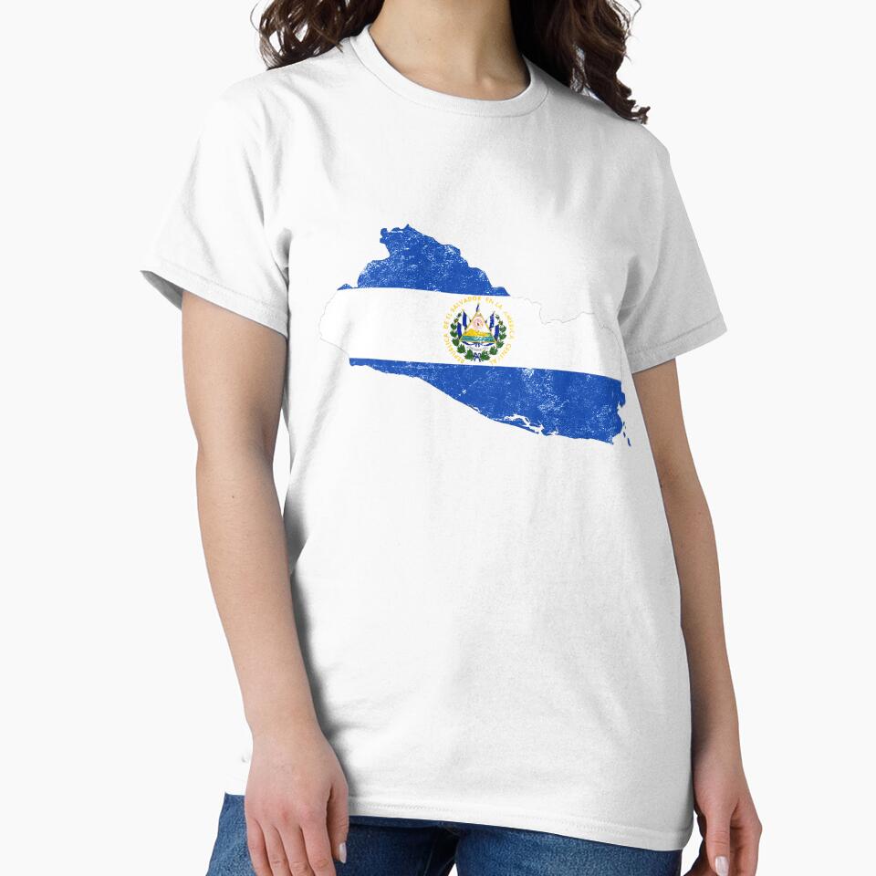 El Salvador Flag Map tshirt distressed vintage by farhanhafeez