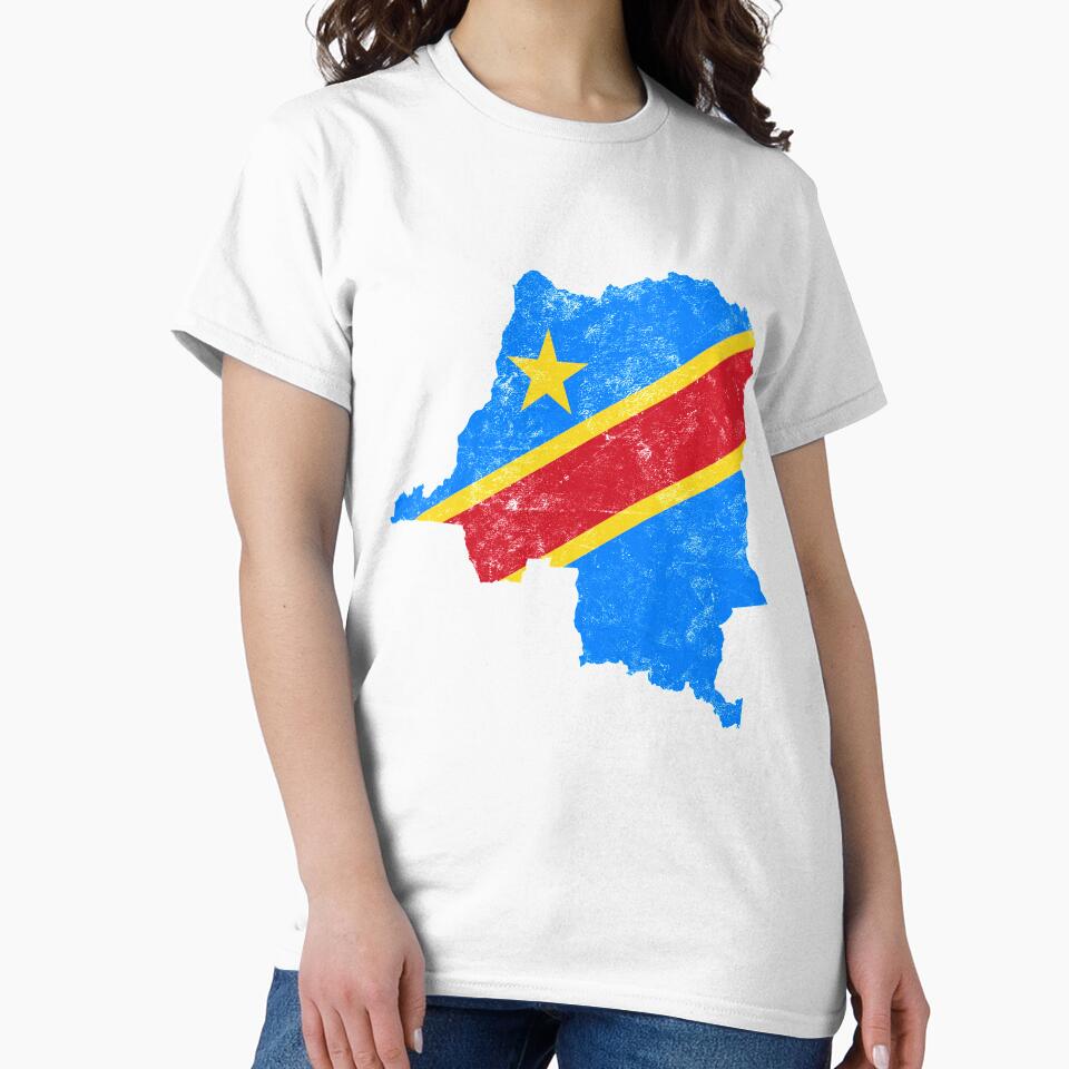 Congo Flag Map tshirt distressed vintage by farhanhafeez