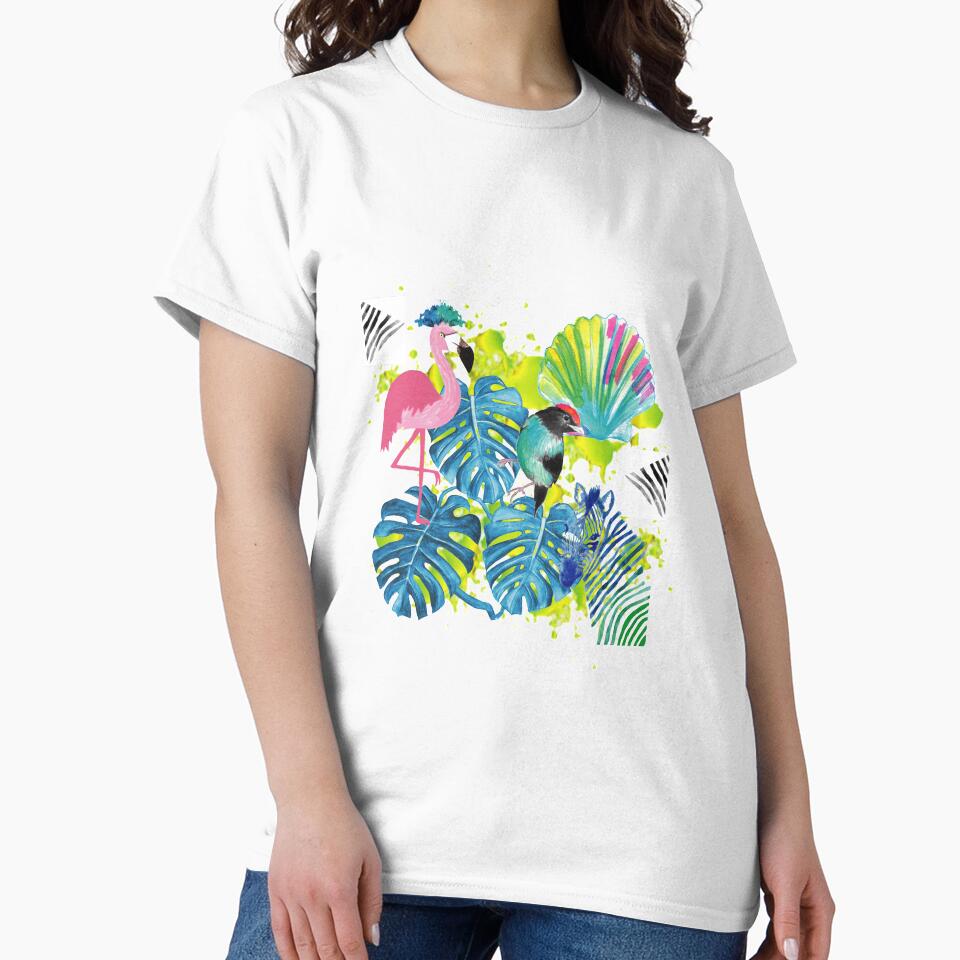 Flamingo, tropical pattern by Sarah Marsh