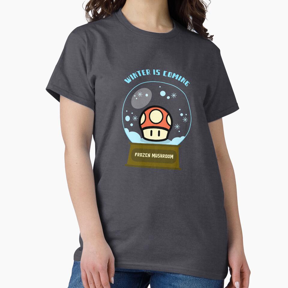 Winter is coming, frozen mushrooms, snowball glass, Funny christmas tee, funny mushroom tee, for mushroom hunters by MushroomHunters