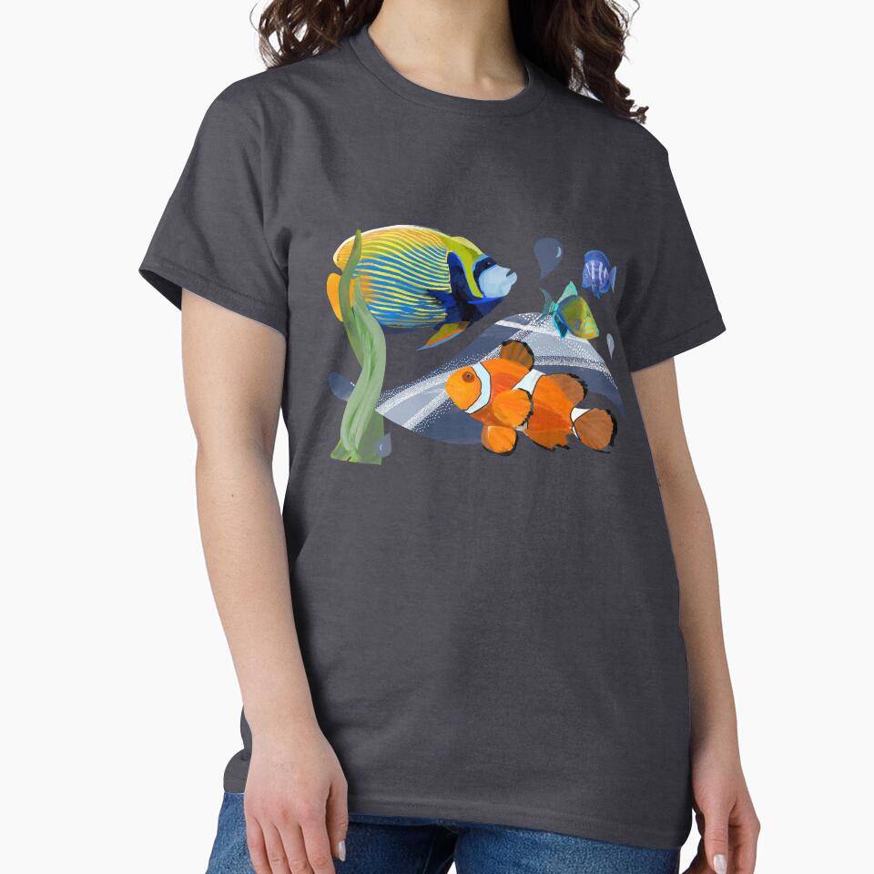 Colorful tropical fish aquarium watercolor illustration - Caroline Laursen Original by Caroline Laursen