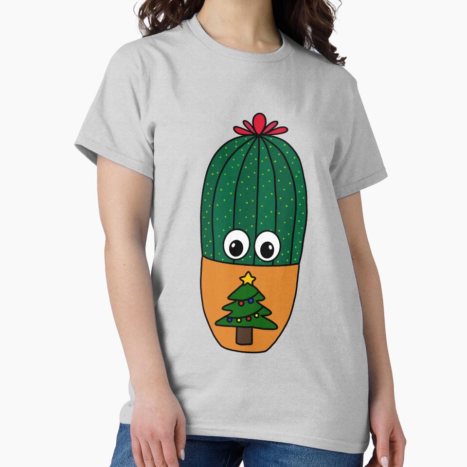 Cute Cactus Design #317: Cactus In Christmas Tree Pot by DreamCactus