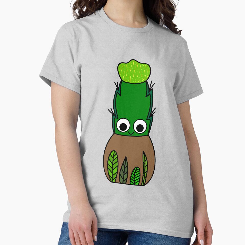 Cute Cactus Design #238: Hybrid Cactus In Leafy Pot by DreamCactus