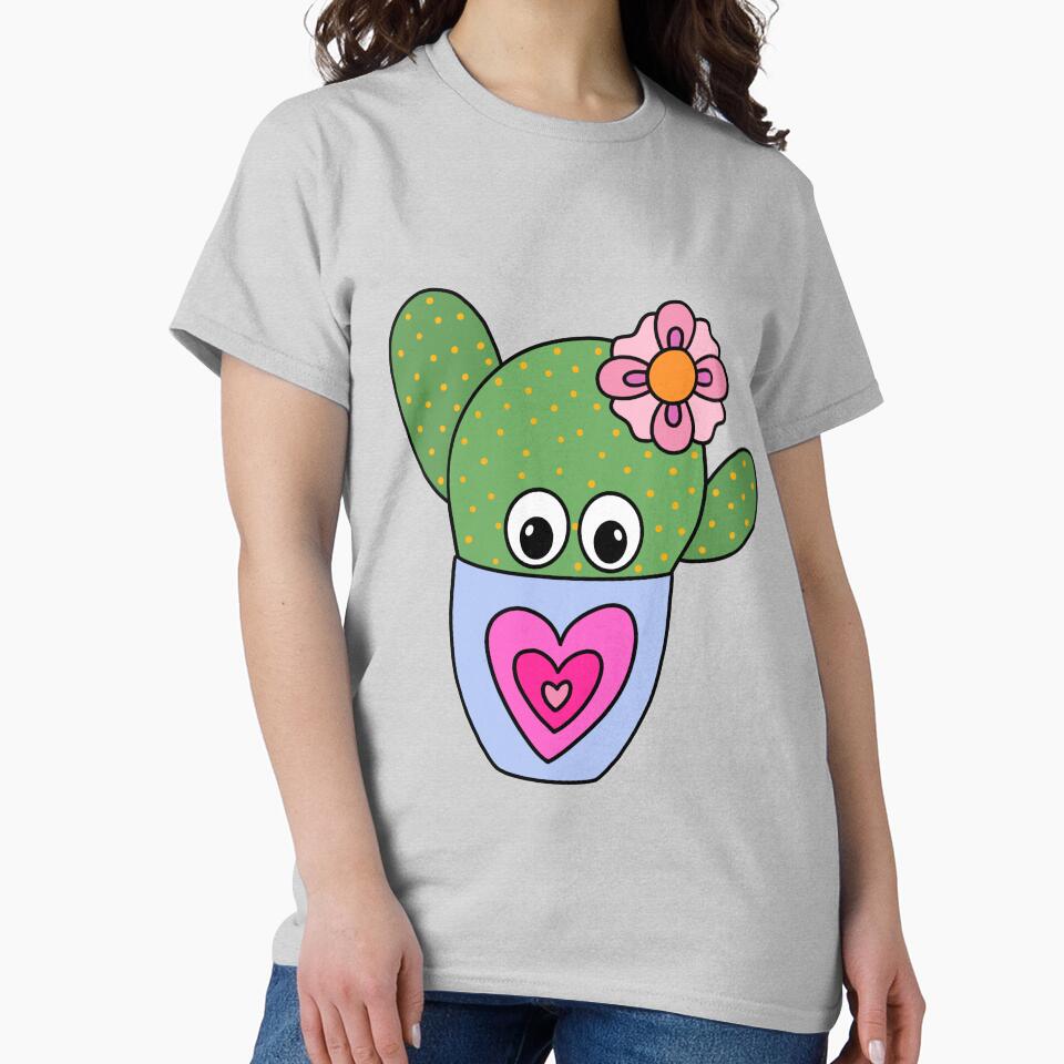 Cute Cactus Design #350: Pretty Cactus In Cute Heart Pot by DreamCactus