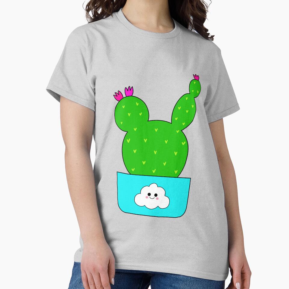 Cute Cactus Design #132: Cute Cactus With Flowers In Cloud 9 Pot by DreamCactus