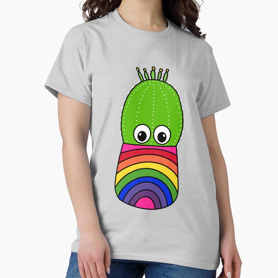 Cute Cactus Design #336: Cute Cactus In Rainbow Colored Pot by DreamCactus