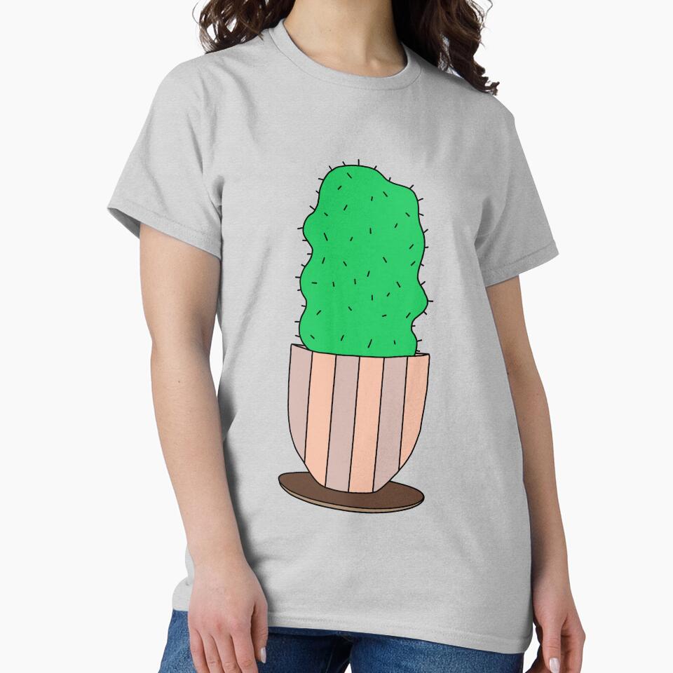 Cute Cactus Design #123: Curvy Cactus In A Natural Colored Pot by DreamCactus