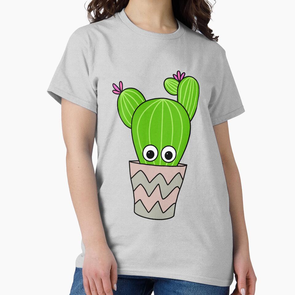 Cute Cactus Design #303: Round Cactus In Pot by DreamCactus