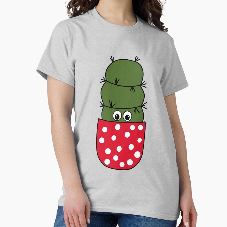 Cute Cactus Design #277: Chunky Cactus In Polka Dotted Pot by DreamCactus