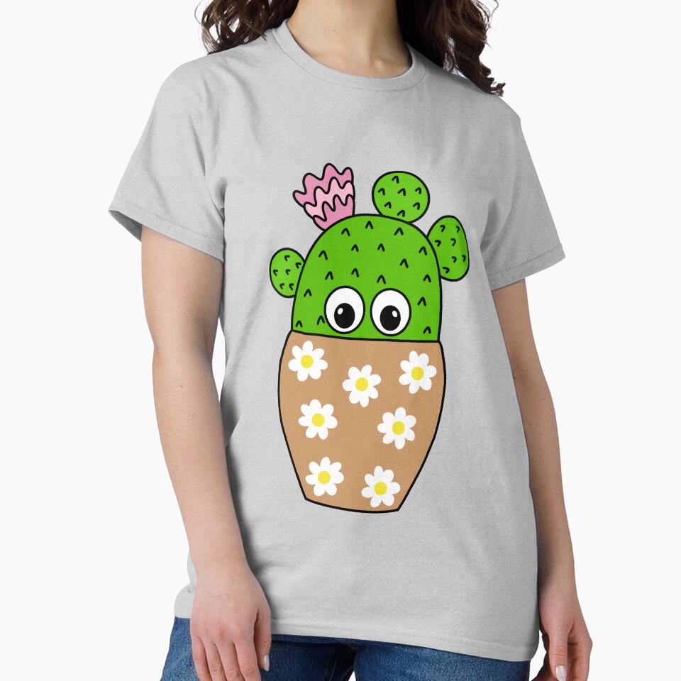 Cute Cactus Design #272: Cactus In Pretty Daisy Jar Planter by DreamCactus
