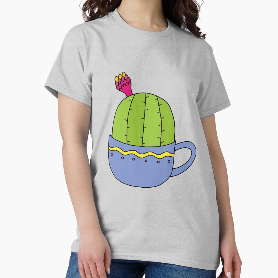 Cute Cactus Design #196: Mini Cactus With Flower In Cup by DreamCactus