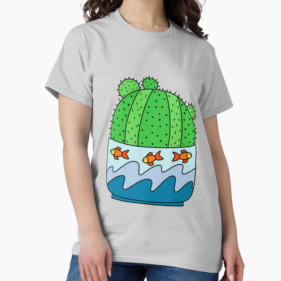 Cute Cactus Design #163: Ball Cactus In Goldfish Themed Pot by DreamCactus