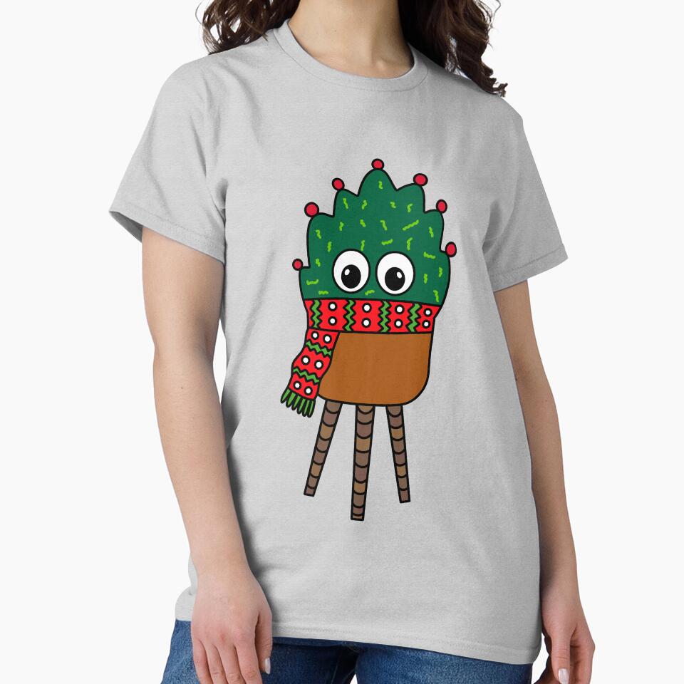 Cute Cactus Design #276: Christmas Cactus With Scarf by DreamCactus