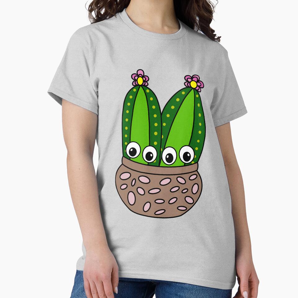 Cute Cactus Design #311: Cacti Couple In A Nice Pottery Pot by DreamCactus