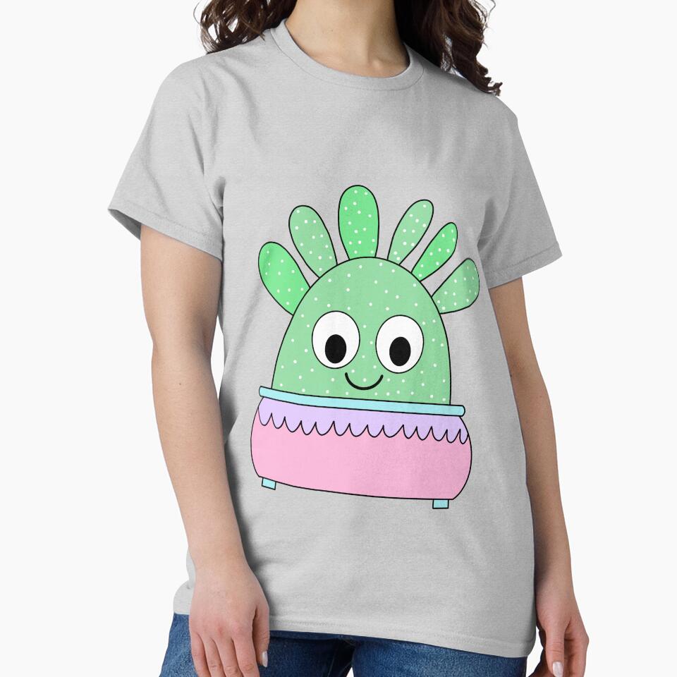 Cute Cactus Design #133: Cute Curious Cactus In Pastel Pot by DreamCactus