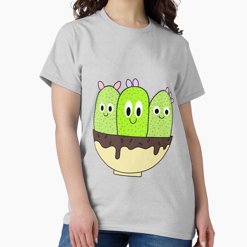 Cute Cactus Design #107: 3 Cacti In Sundae Pot by DreamCactus