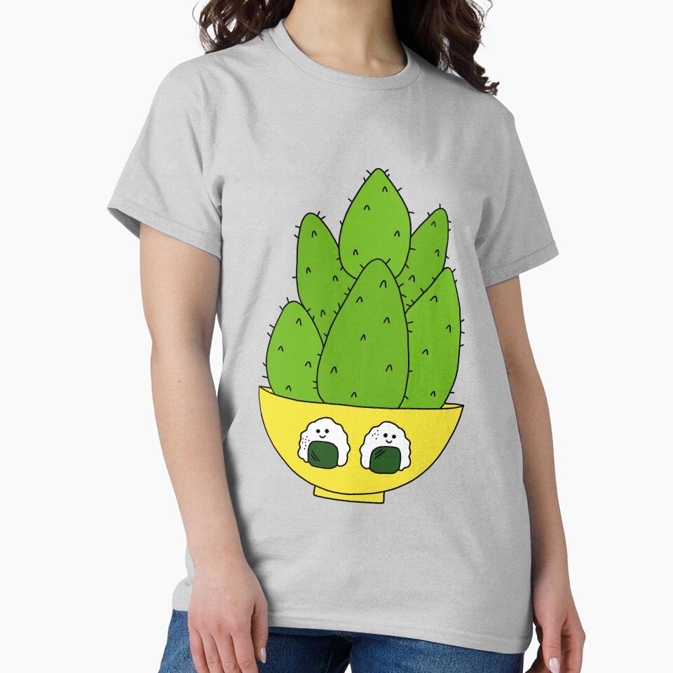 Cute Cactus Design #126: Cute Cacti Bunch In A Bowl With Onigiri by DreamCactus