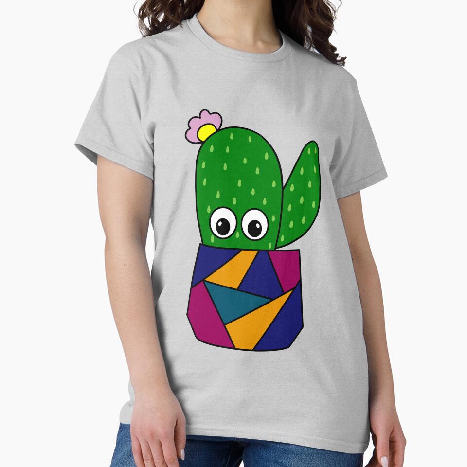 Cute Cactus Design #335: Cute Cactus In Geometric Pot by DreamCactus