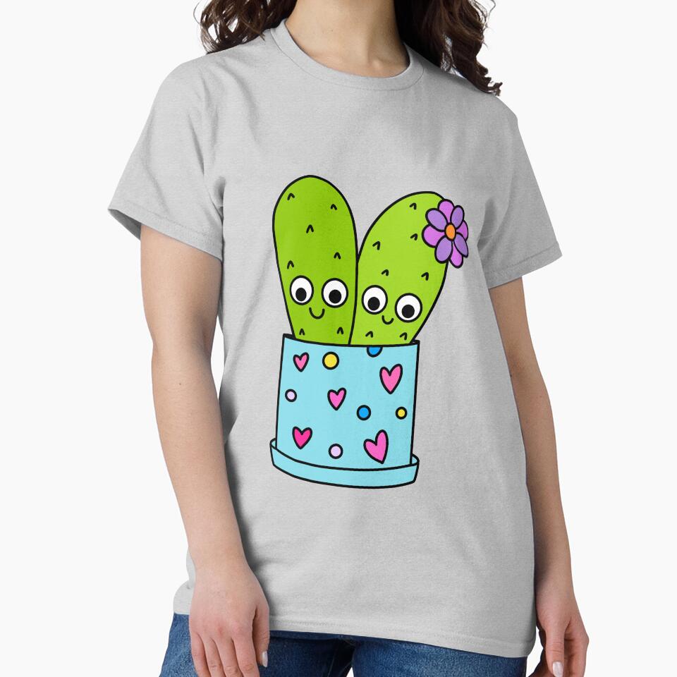 Cute Cactus Design #216: Cacti Couple In Cute Pot by DreamCactus