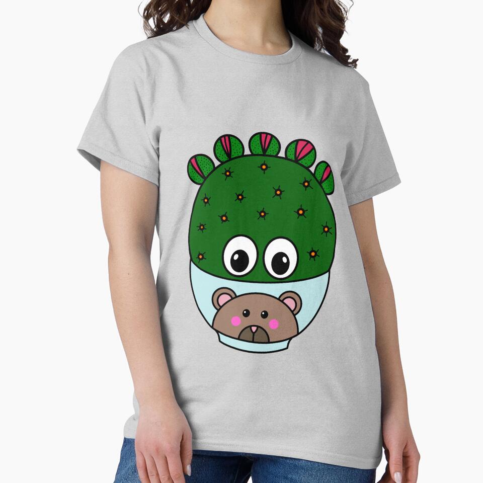 Cute Cactus Design #306: Wheel Cactus In Cute Bear Bowl by DreamCactus