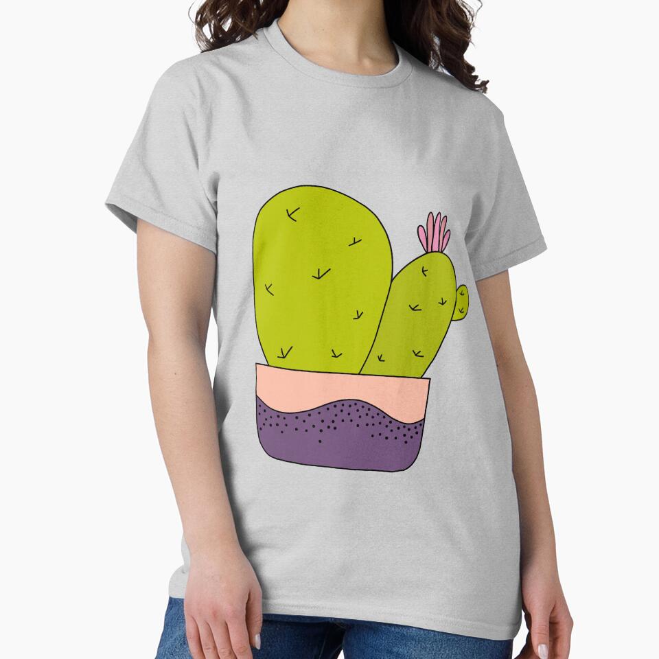 Cute Cactus Design #117: Cacti Bunch With Pink Flower by DreamCactus