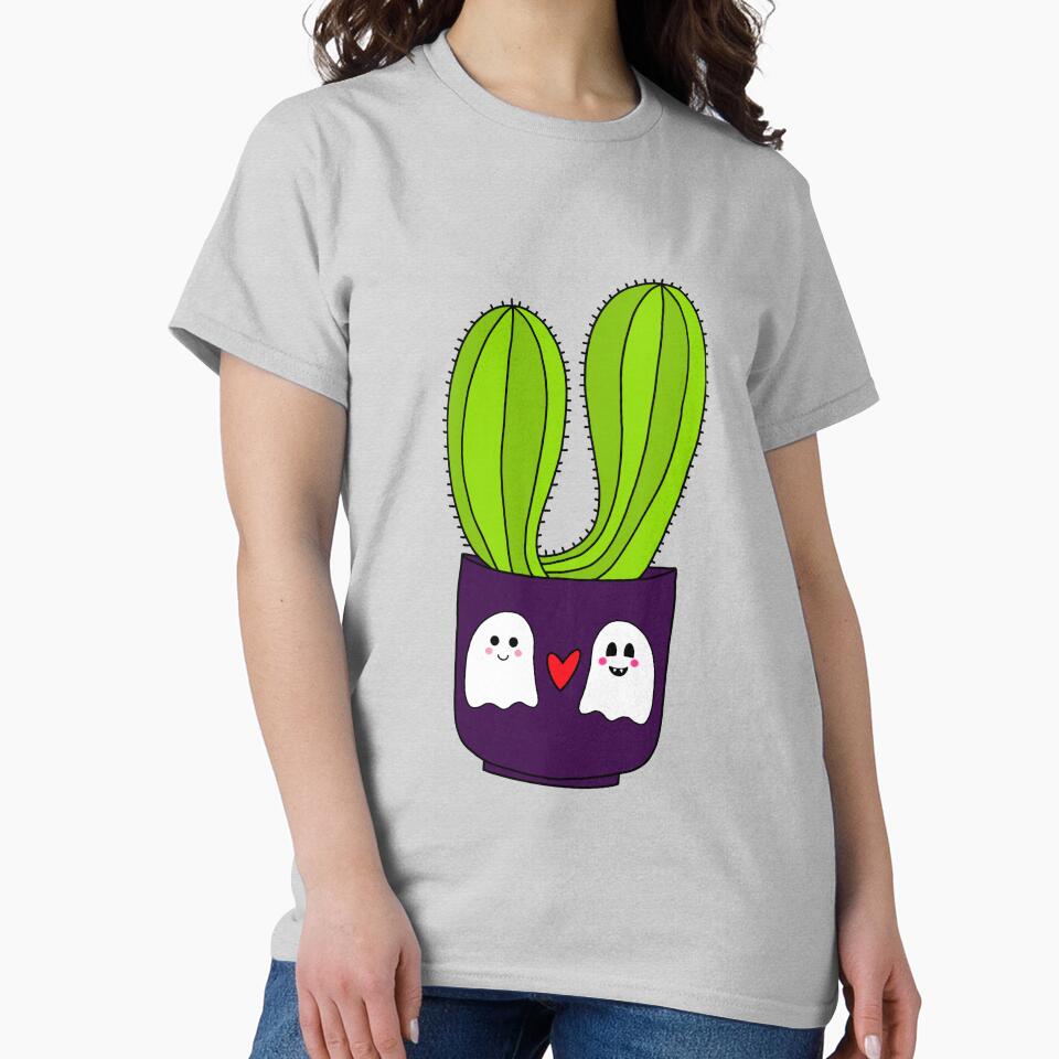 Cute Cactus Design #158: Cacti Couple In Halloween Ghosts Pot by DreamCactus
