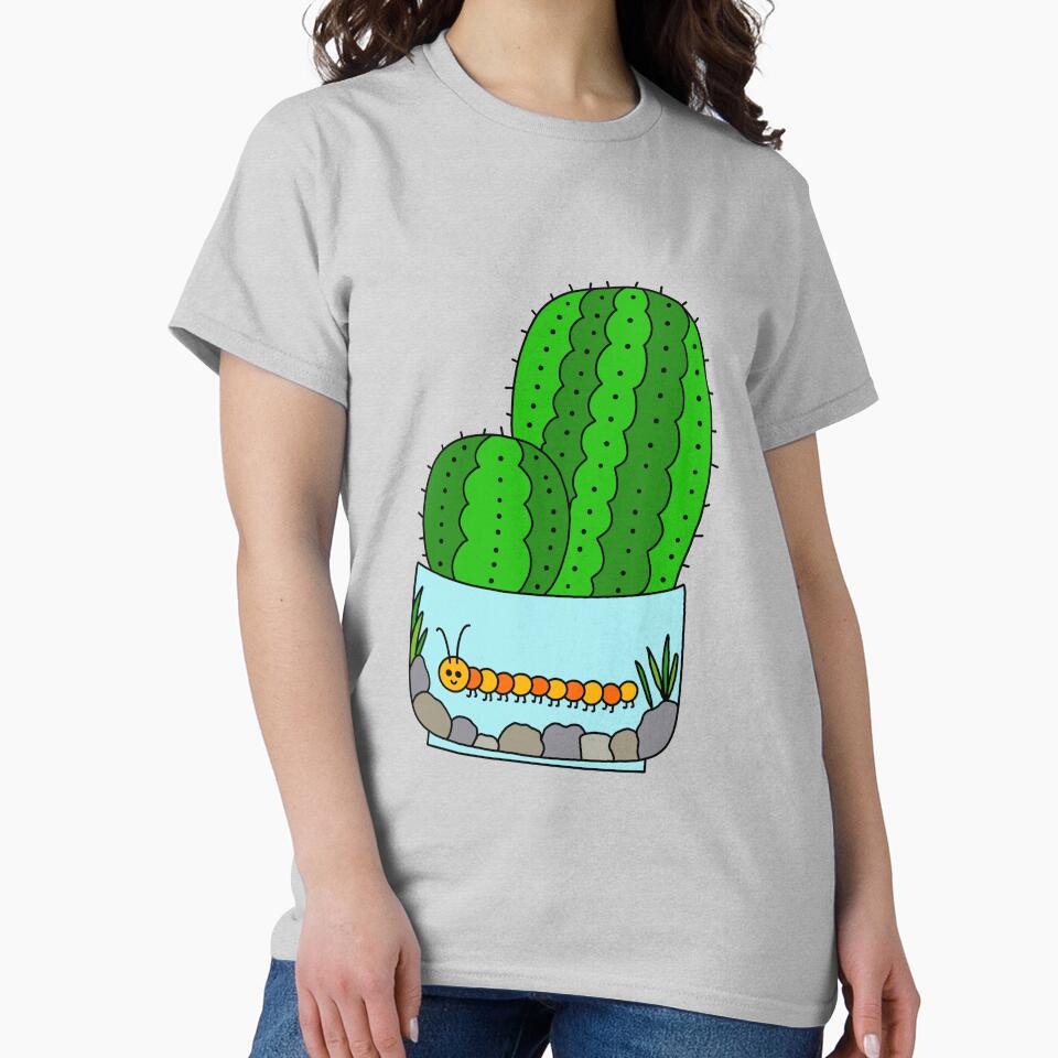 Cute Cactus Design #147: Prickly Pear Cacti In Cute Caterpillar Pot by DreamCactus