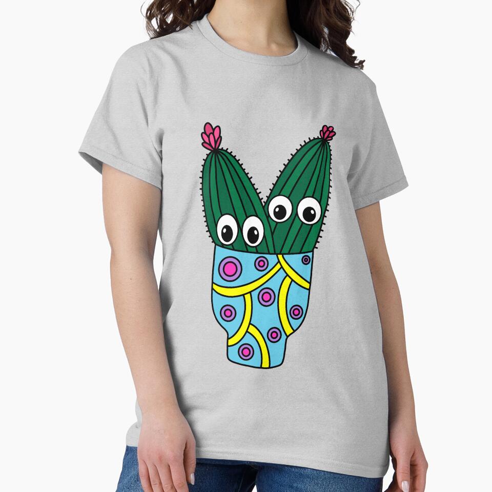 Cute Cactus Design #289: Potted Cacti In Funky Pot by DreamCactus