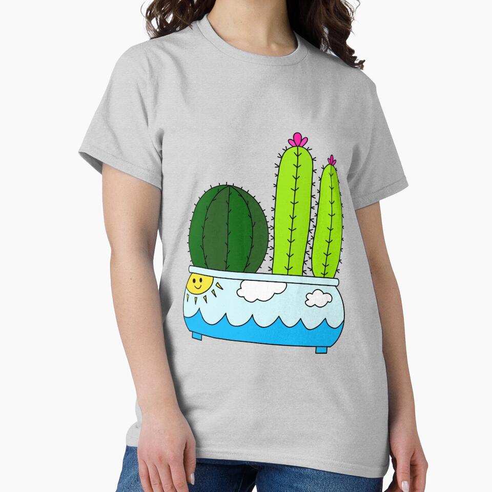 Cute Cactus Design #191: Cacti Arrangement In Sunny Ocean Pot by DreamCactus