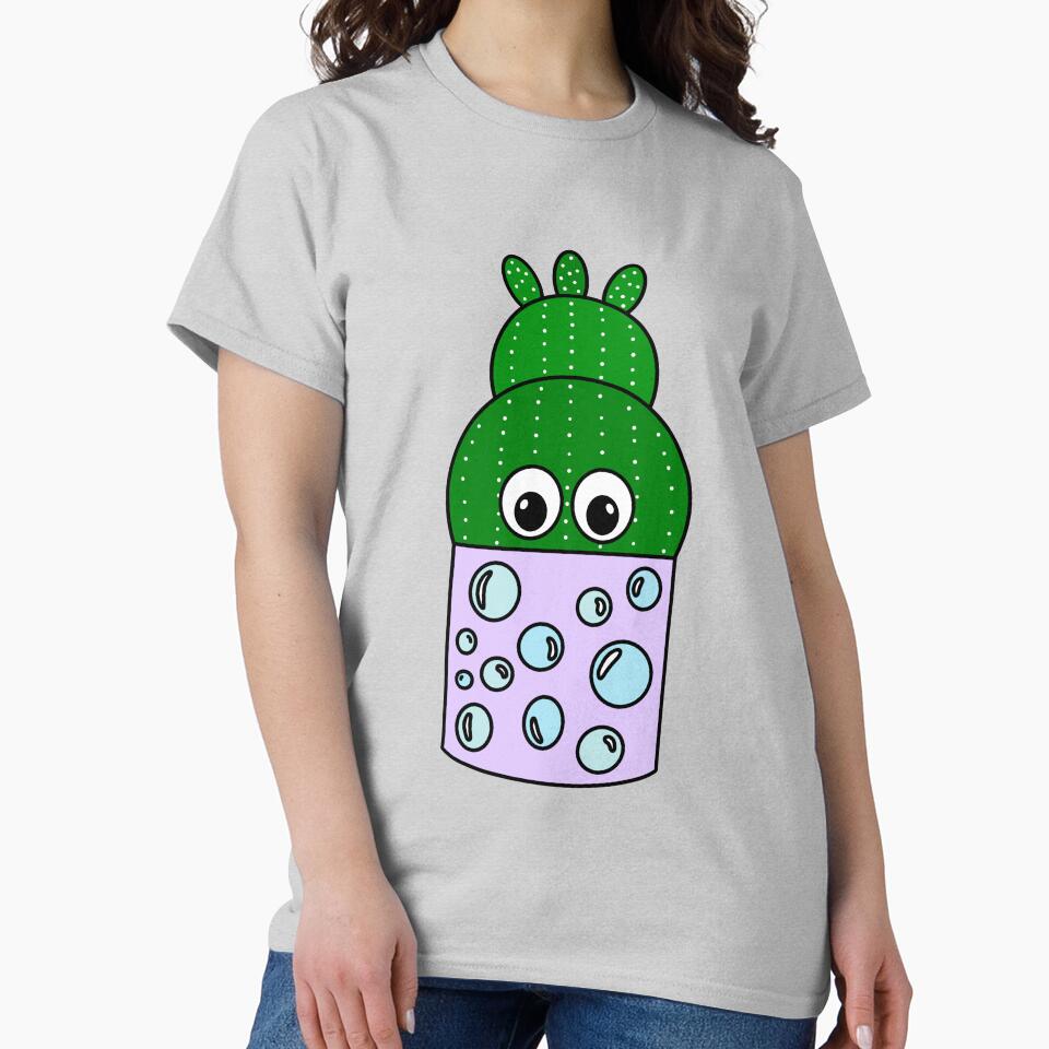 Cute Cactus Design #269: Cactus In Painted Bubble Pot by DreamCactus